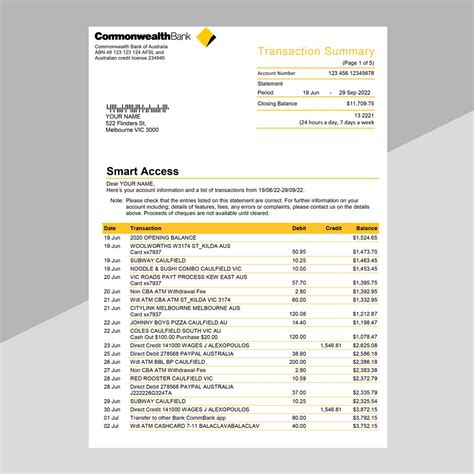 Commonwealth Bank Statement Template Ozoud