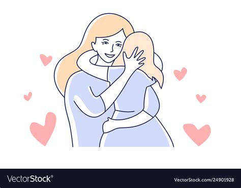 Motherhood Mother And Daughter Mom Hugging Kid Vector Image