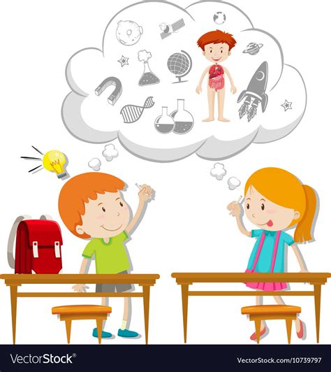 Two Students Thinking About Schoolwork Royalty Free Vector