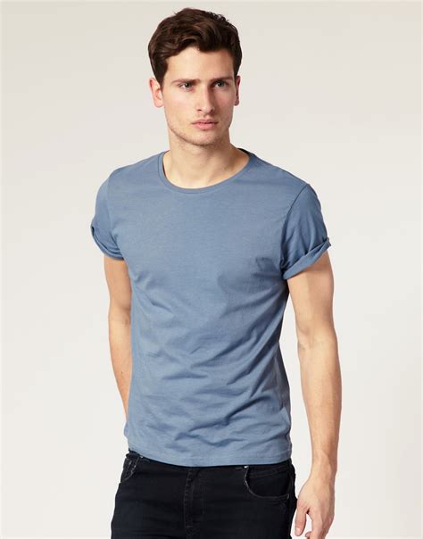 Asos Asos Crew Neck T Shirt With Roll Up Sleeves At Asos
