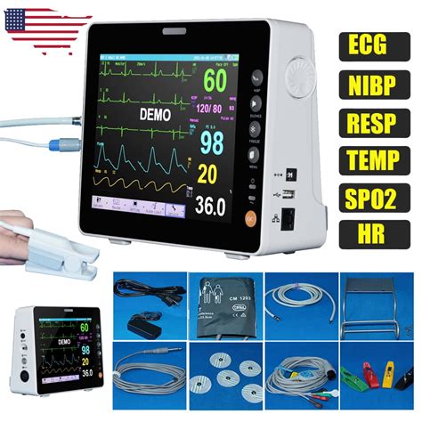 8 Portable Medical Icu Vital Signs Patient Monitor 6 Parameter Ecg