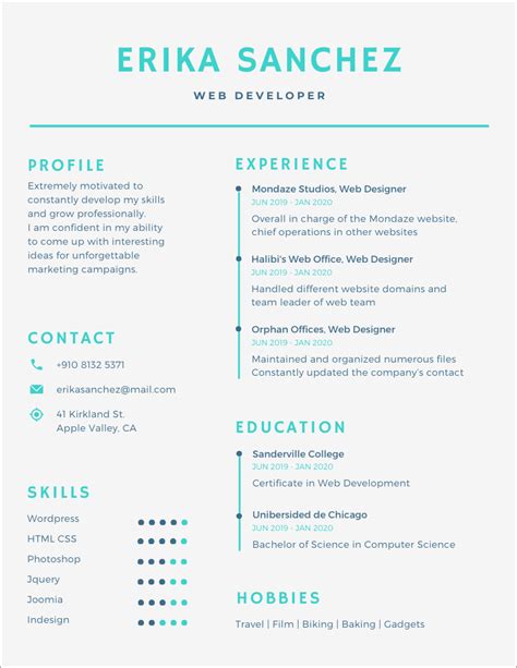 Canva Resume Template Free
