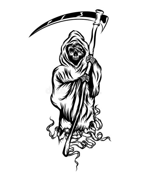 The Grim Reaper Holding The Big Scythe Stock Vector Illustration Of