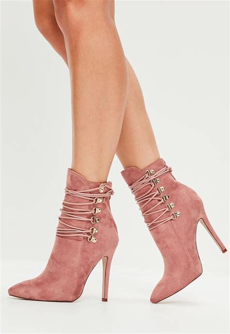 missguided pink pointed toe ankle boots stilettoheels pink ankle boots heels boots outfit
