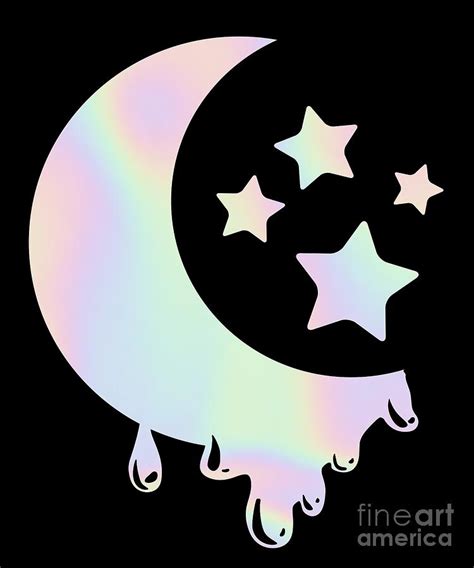 Pastel Goth Moon With Stars Kawaii Pastel Goth Design Gift Design