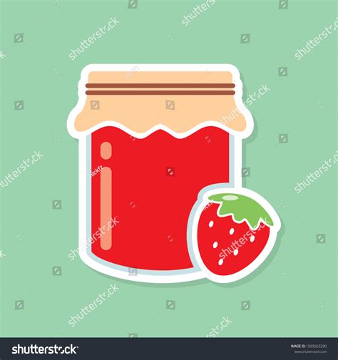 Strawberry Jam Jar Vector Illustration Cute Stock Vector Royalty Free