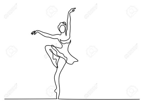 Continuous Line Art Drawing Ballet Dancer Ballerina Vector