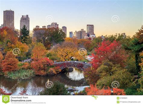 Central Park In Autumn Stock Image Image Of Apartments 67600823