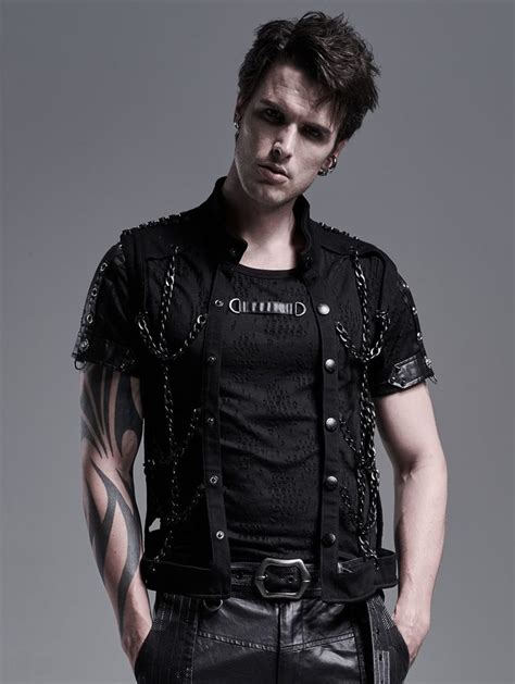Black Gothic Punk Metal Hollow Out Chain Vest Top For Men Gothic Punk Fashion Goth Fashion