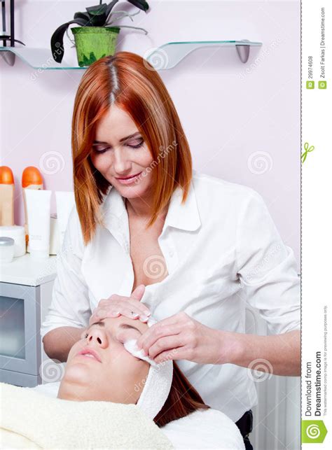 Woman Having Facial Beauty Treatment Stock Photo Image