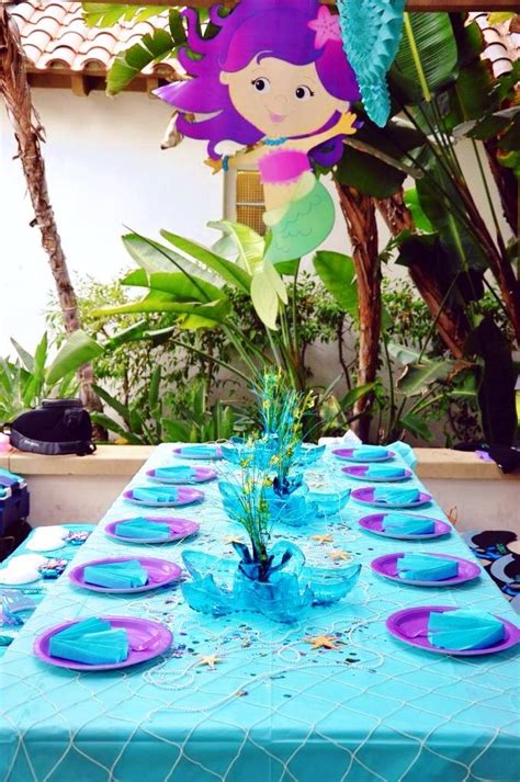 Throw your little one a mermaid party that they'll remember forever with these mermaid party supplies! Mermaid party - table decor | Mermaid birthday party ...