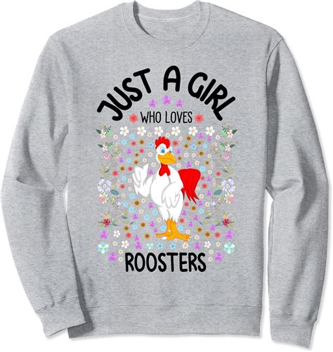 just a girl who loves roosters bird lover farm farmer t sweatshirt uk fashion