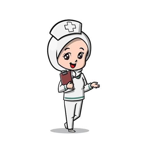 Premium Vector Cute Muslim Nurse Girl Wear Hijab Cartoon