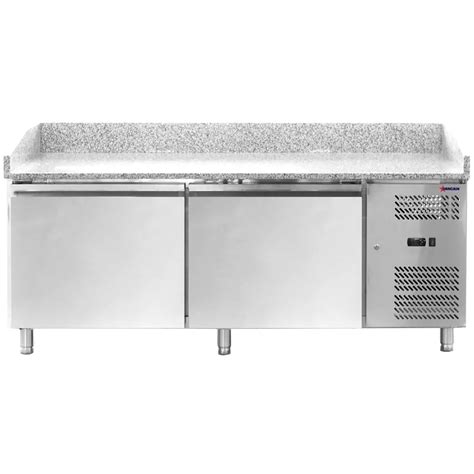 Omcan 48621 Double Door 80" Granite Top Refrigerated Pizza Prep Table
