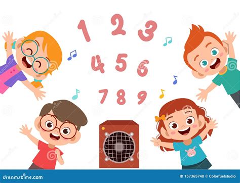 Cartoon Kids With 123 Numbers Stock Illustration Illustration Of