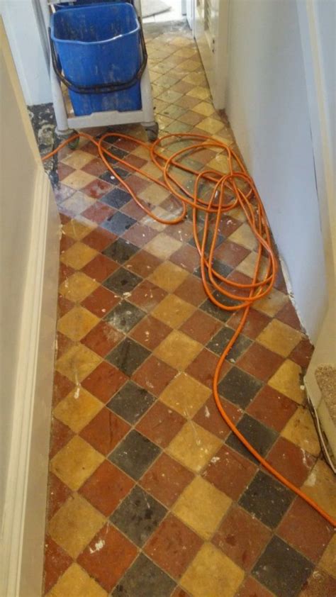 Old Victorian Tiled Hallway Before Cleaning Louth Tiled