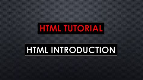 Html Introduction Youtube