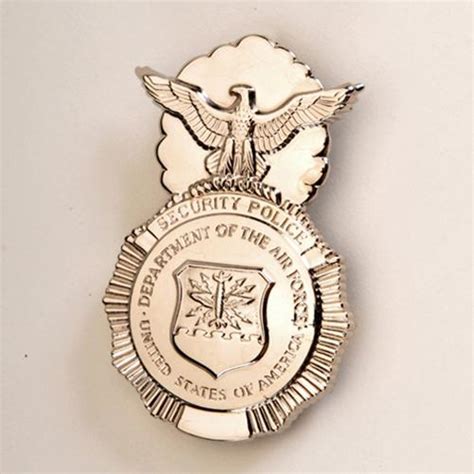 Usaf Security Police Metal Badge Full Size With 3 Prongs On Back Of