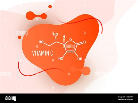 Formula Of Chemical Structure Vitamin C On Liquid Wave Background With
