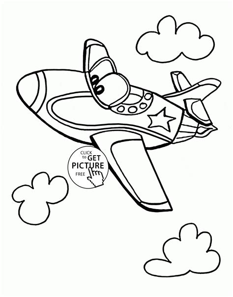 Free printable plane coloring pages. Funny Jet Plane coloring page for kids, transportation ...