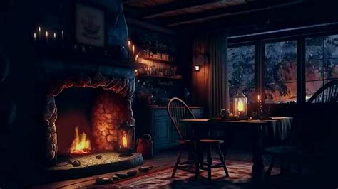 Hours Of Cozy Winter Hut Ambience With Blizzard Fireplace And Wind