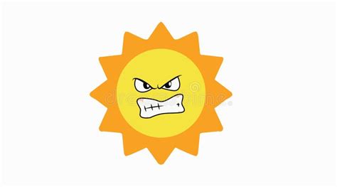 Vector Isolated Illustration Of A Cartoon Angry Sun Stock Vector