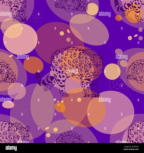Seamless Pattern Of Hand Drawn Sketch Style Isolated Leopards Vector