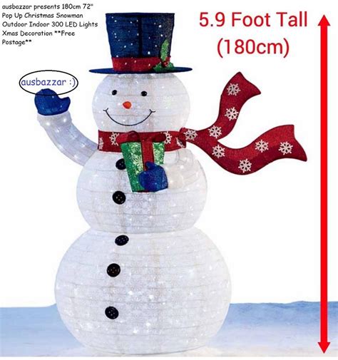 180cm 72 Pop Up Christmas Snowman Outdoor Indoor 300 Led Lights Xmas