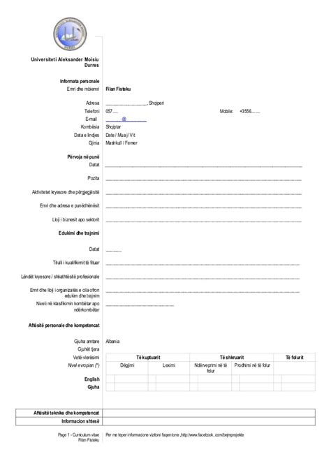 The new europass will enable you to create a personal portfolio to describe and share the. CV shembull