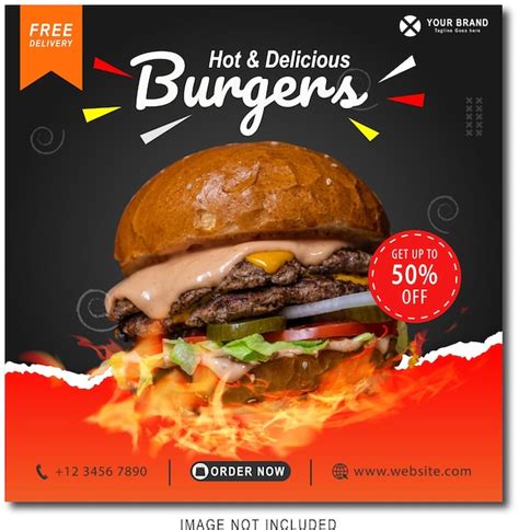 Premium Vector Flyer Or Social Media Promotion Burgers Food And