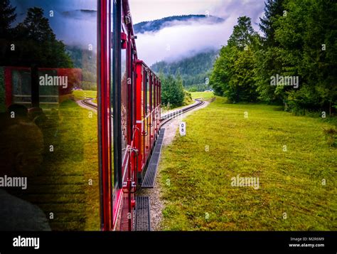 Little Trains Of The Spectacular Austrian Tyrol Stock Photo Alamy