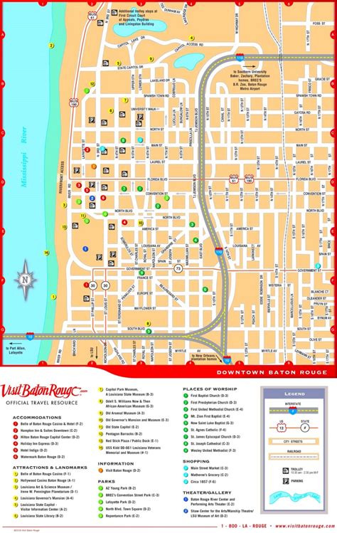 Il y a seulement une ville qui sont plus grande. Baton Rouge downtown map
