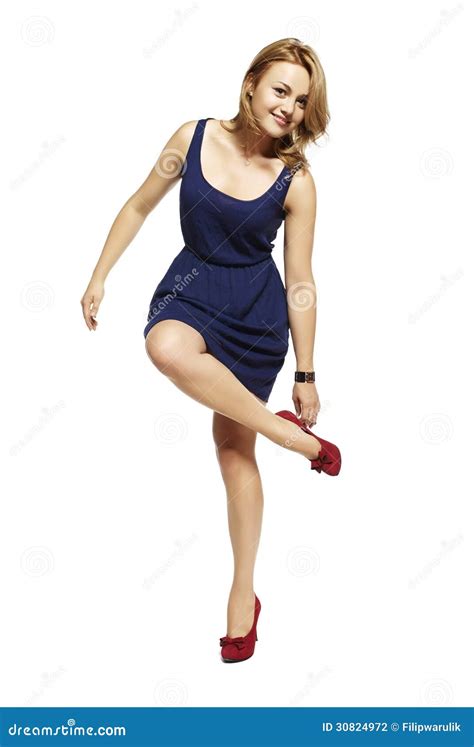 Attractive Woman Standing On One Leg Stock Photo Image Of Full