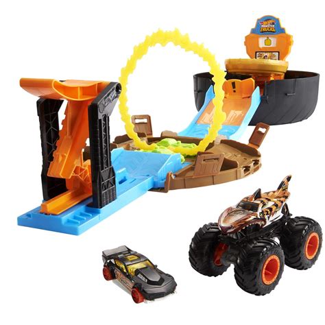 Buy Hot Wheels Monster Trucks Stunt Tire Play Set Opens To Reveal Arena With Launcher