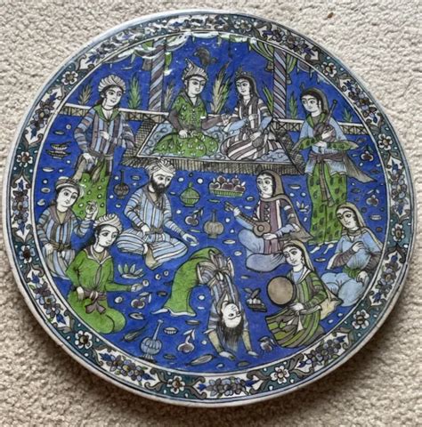 Vintage Large Round Persian Tile Qajar Pahlavi 145 Diameter 70000