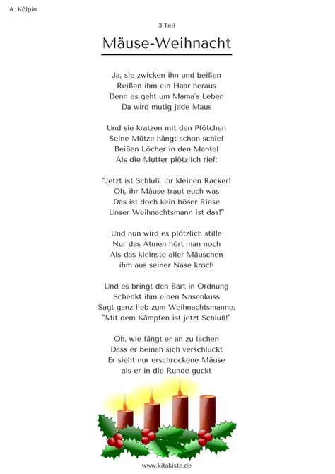 Eine lustige weihnachtsgeschichte in 24 cartoons aus der perspektive der niedlichen schafe von jens dobbers. Weihnachtsgedichte Für Kindergartenkinder Kurz ...