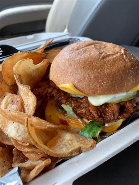 If you're feeling adventurous try their hot chicken apple fritter sandwich. Nashville Hot Chicken Sandwich @ Home Cafe & Market Place in Bowling Green, KY : spicy