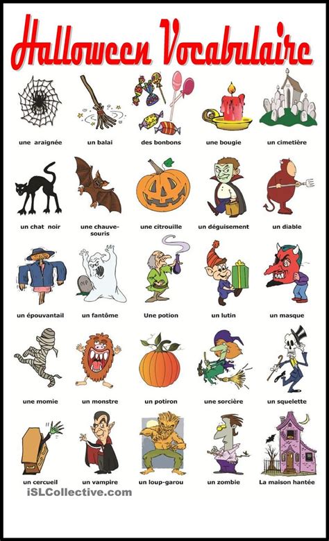 Halloween Vocabulaire | Vocabulaire, Fle, Halloween