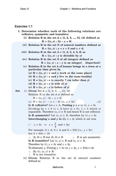 Ncert Solutions For Class 12 Maths Chapter 1 Exercise 11 Mathongo