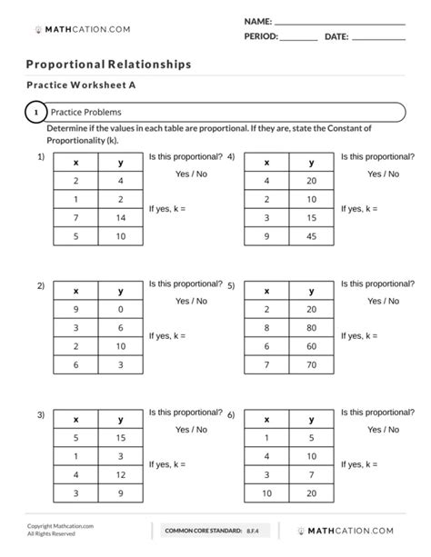 Proportion And Non Proportional Relationship Worksheets