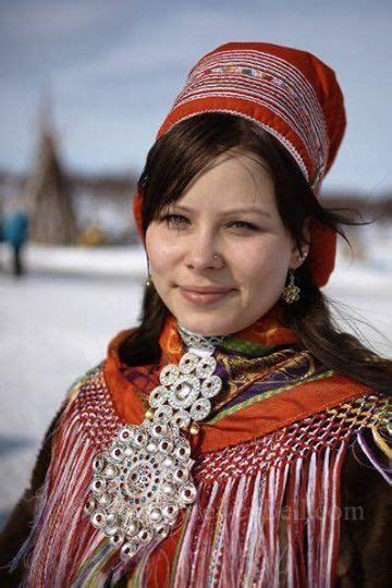 Sami Girl In Traditional Dress Lappland Northern Europe Northeast
