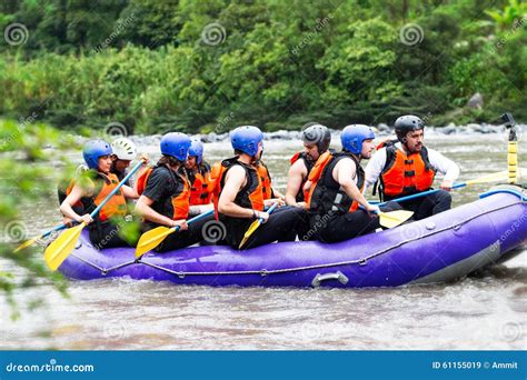 Whitewater River Rafting Boat With Tourists Stock Image Image Of Boat