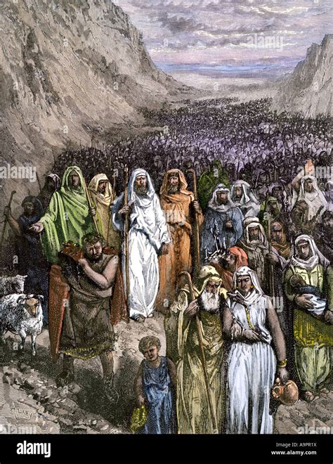 Moses Leading The Israelites Out Of Egypt Through The Wilderness Stock