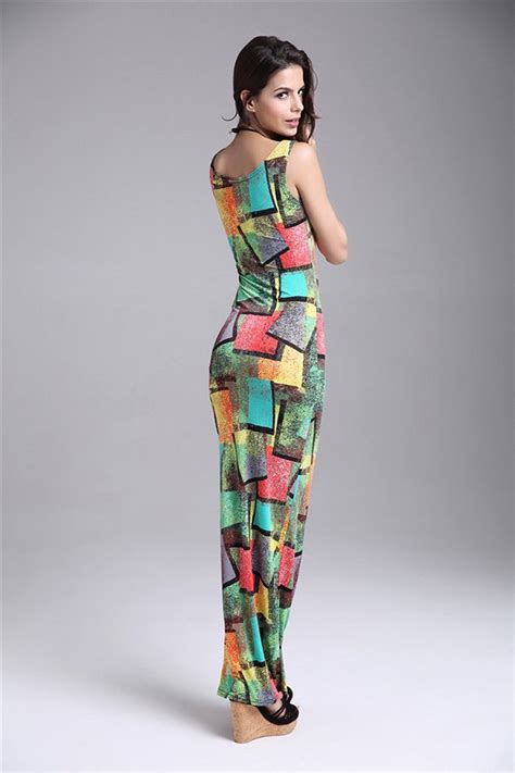 Long Colorful Maxi Dresses With Sleeveless And Bodycon Design
