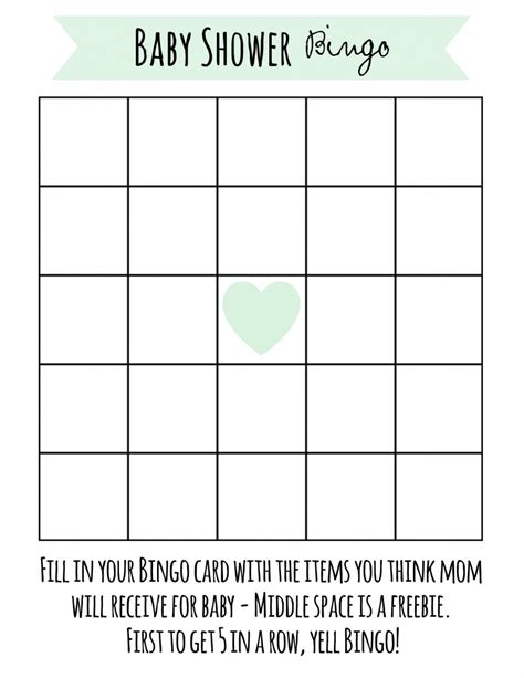 Free Printable Baby Shower Bingo