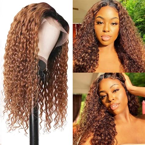 Human Hair Wigs Ombre 1b30 Color Brown Deep Wave Lace