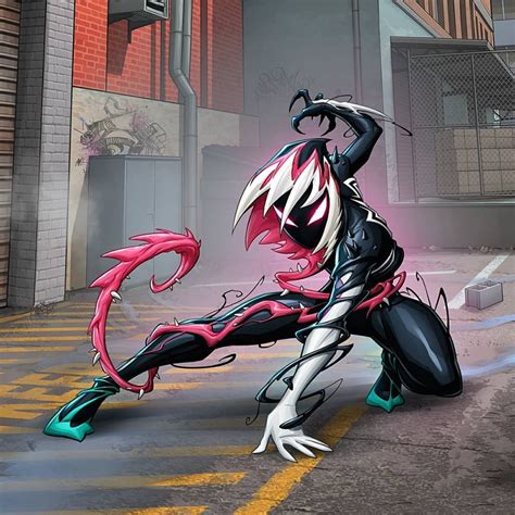 Artwork Of Patrick Brown On Facbook Venomized Spider Gwen Marvel
