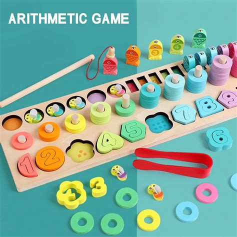 Children Wooden Montessori Learning To Count Numbers Matching Digital