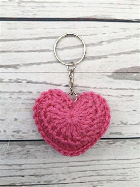 Crochet Heart Keyring Bespokecrochetbykate Crochet Heart Keychain