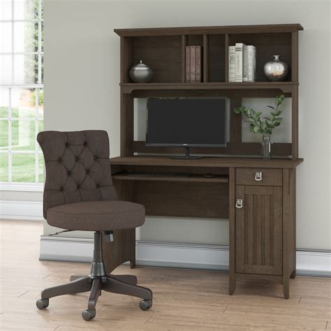 Furniture Salinas 48w Computer Desk With Hutch And Mid Back Tufted